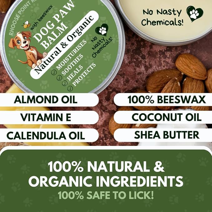 Lick Safe Dog Paw Balm - Softens, Heals, Soothes & Protects Dogs Paws, Noses & Skin. All Natural, Organic Ingredients. Lick-Safe Protection for Dogs with Beeswax (1 fl.oz - Starter Tin)