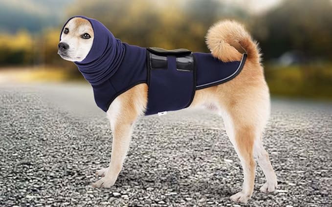 ROZKITCH Jacket for Dogs, Anxiety Calming Vest for Dogs, Breathable Pet Shirt for Separation, Fireworks & Travel, Comforting Wrap NavyBlue L