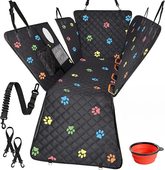 Large Dog Car Seat Cover for Back Seat 100% Waterproof Durable 600D 6-Layer Scratchproof Nonslip with Mesh Window for Dog Hammock for Car Trucks SUV