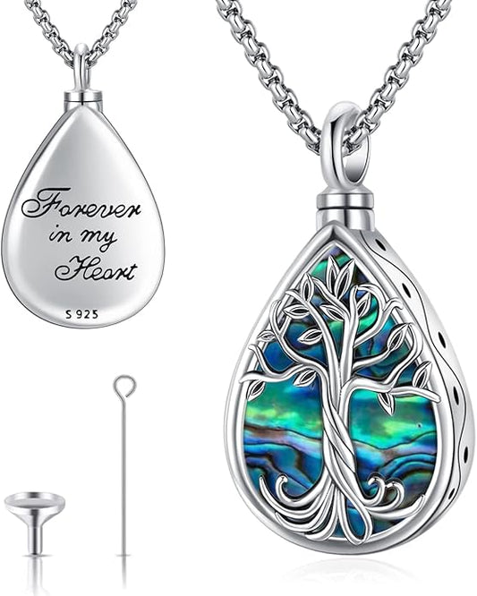 Eusense Cremation Jewelry for Ashes Urn Necklace to Put Ashes In 925 Sterling Silver Memorial Pendant Tree of Life Infinity Urn Necklaces for Ashes Necklace for Women Men