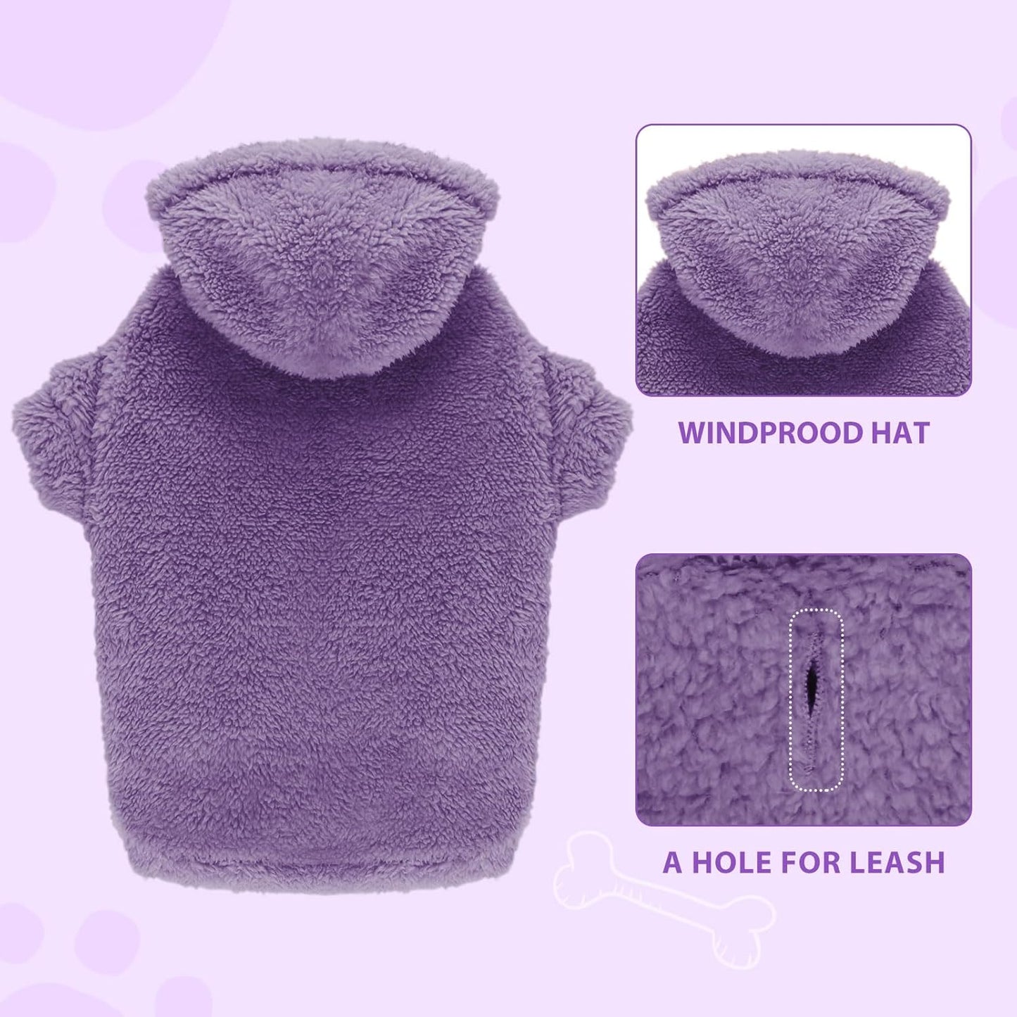 Fuzzy Dog Sweaters for Small Dogs Dog Hoodie Pet Clothes Warm Soft Cozy Coats Hooded Sweatshirt Fleece Small Pet Hoodies Sweater(Purple-XS)