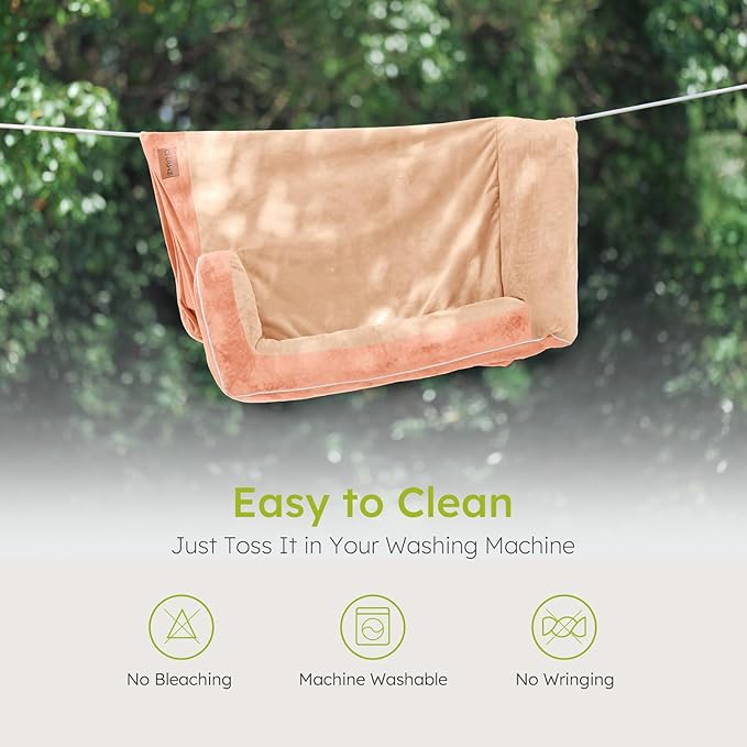 Extra Large Dog Bed, Orthopedic Dog Bed with Cooling Gel Memory Foam, Waterproof XL Pet Bed with Removable Washable Cover, 42" Pet Sofa Couch Dutch Velvet with Bone Toy, Peach Pink