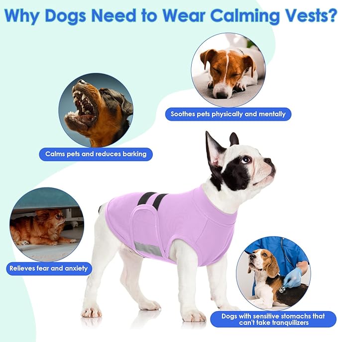 MIGOHI Breathable Dog Anxiety Calming Vest,Dog Firework Anxiety Relief Vest,Dogs Stress and Anxiety Relief Coat,Anxiety Vest for Large Dogs,XL,Lightpurple