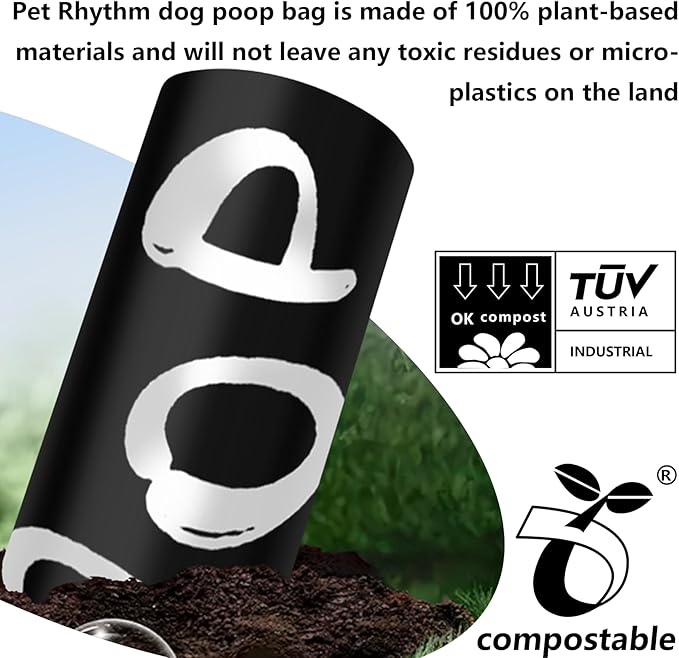 Compostable Dog Poop Bags，240 Count - 100% Leakproof & Biodegradable Dog Bags for Poop，Includes Free Dog Poop Bag Holder & Clip