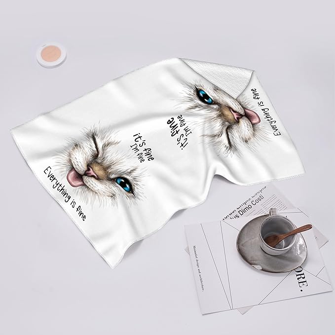 Funny Cat Kitchen Towels Decorative Set of 2, Soft Absorbent Cute Dish Towels for Kitchen Drying, Bar Tea Hand Towels Bathroom Farmhouse Decor Gifts for Cat Lovers 16"x24"