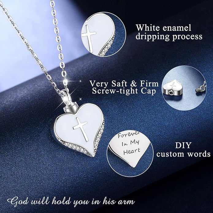 EUDORA Sterling Silver Urn Necklace for Ashes for Women Men, Ash Pendant for Human Cat Dog Ashes, Necklace for Ashes of Loved One Dad Mom Papa Pet Cremation Souvenir Jewelry for Funeral, 20inch