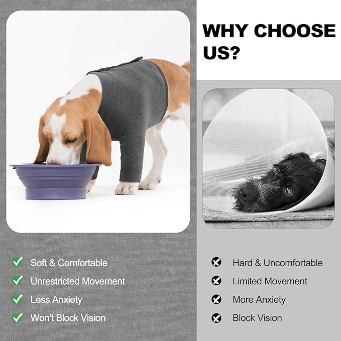 IDOMIK Dog Recovery Suit, Dog Surgery Recovery Suit Front Legs, Comfy Joint Leg Sleeves After Surgery, Elbow Braces Protector for Leg Injuries & Joint Pain, Cone Collar Alternatives,Grey,3XL