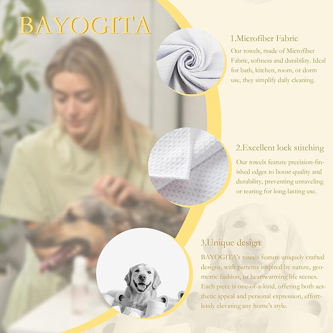 Funny Golden Retriever Decor Bathroom Hand Towels, Gifts for Golden Retriever Lovers, Cute Dog Hand Towels for Kids Bathroom Washroom Restroom, 16x24 Inch Set of 2