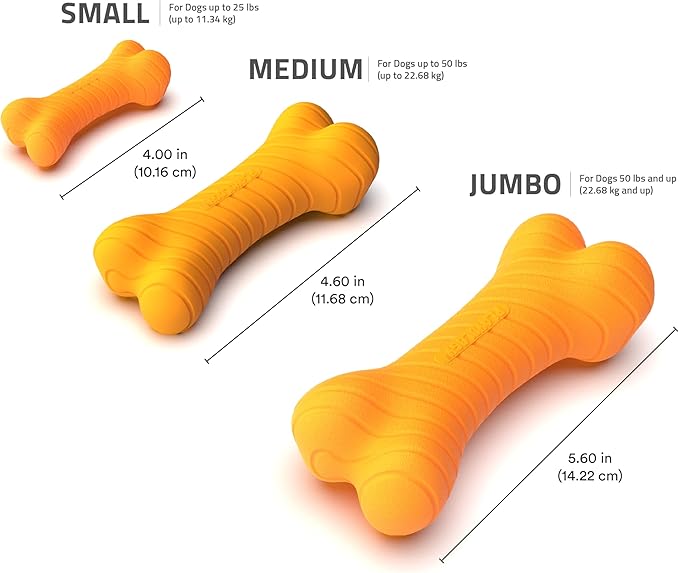 Playology Dog Toys | Dual Layer Bone Durable Chew Toy Bone for Dogs | Medium Pumpkin Spice Scented Toy - Easy to Clean and Made from Non Toxic Materials