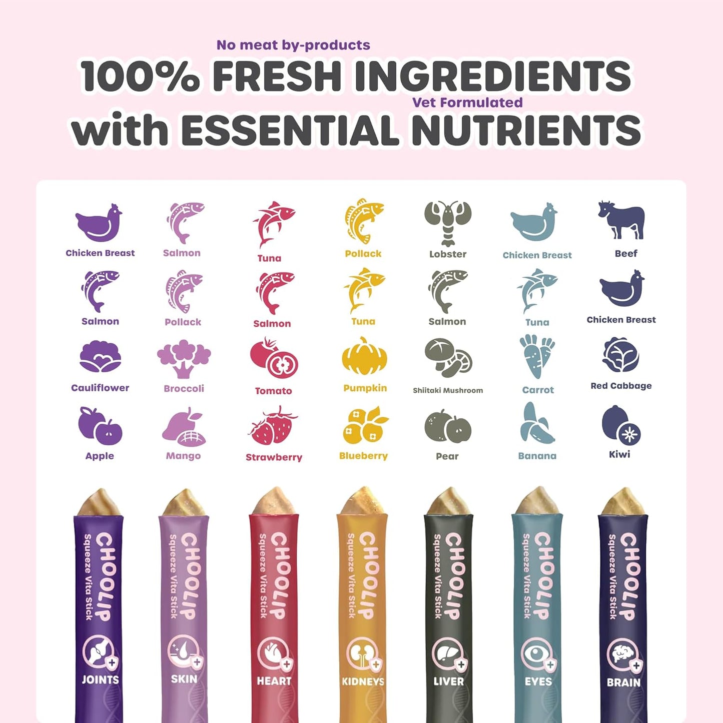 Grab & Go Squeeze Vita Stick Lickable Treats for Dogs & Cats. 49 Variety Support Sticks with Essential multivitamins. Soft and Tasty Paste for All Life Stages