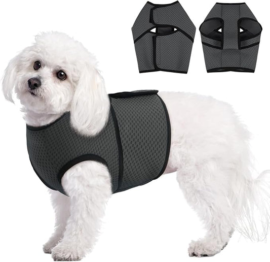 BRKURLEG Dog Anxiety Shirt, Adjustable Calming Vest Jacket for Small Medium Large Dogs,Dog Anti-Anxiety Coat for Thunderstorms, Fireworks, Training & Separation Relief, Darkgrey, M