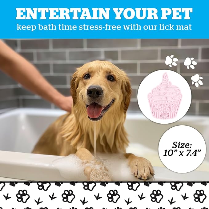 Cupcake Lick Mat for Pets, Silicone Non Slip Dog and Cat Licking Pad for Anxiety Relief, Slow Feeding Enrichment Tool for Puppies Kittens Adult Pets During Grooming Bathing Crate Training