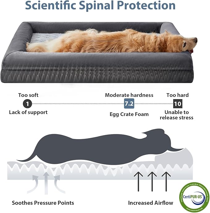 WNPETHOME XXXL Big Dog Bed, Washable Dog Couch with Removable Waterproof Cover, Orthopedic Large Pet Sofa Bed with Bolster Sides for Sleeping