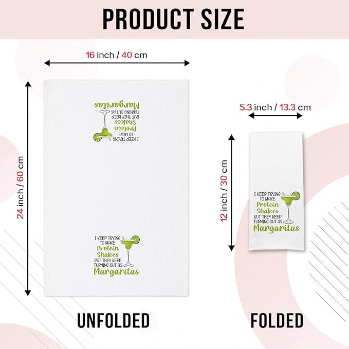 Funny Margarita Kitchen Towels, I Keep Trying to Make Protein Shakes Dishcloths, Bar Towels for Kitchen Decor, Margarita Lovers Gifts, Sweet Housewarming Gifts for Women Hostess Housewife