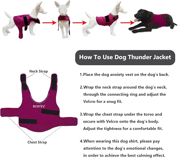 Dog Anxiety Jacket, Skin-Friendly Calming Shirt for Dogs- Dog Coat for Thunder, Fireworks and Separation - Keep Pet Calm Without Medicine & Training, Anti Anxiety Vest for Dogs (Rose Red, XL)