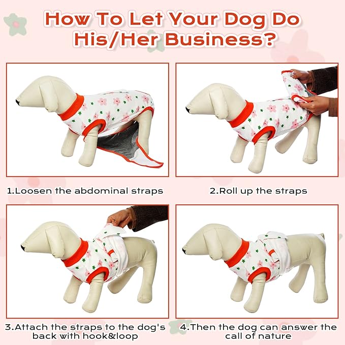 FUAMEY Recovery Suit for Dogs After Surgery,Soft Breathable Dog Bodysuit E-Collar & Cone Alternative Surgical Suit,Male Female Dog Neuter Spay Suits Anti Licking Wounds Onesie Red Flower XXL