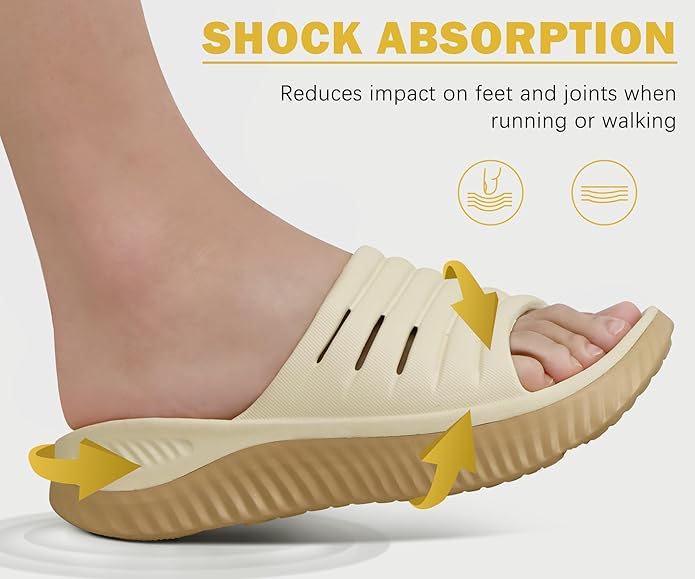 KuaiLu Womens Recovery Sandals With Comfortable Plantar Fasciitis Support,Ladies Orthotic Open Toe Sport Slides Thick Cushion Reduces Stress on Feet,Joints & Back Post-Exercise