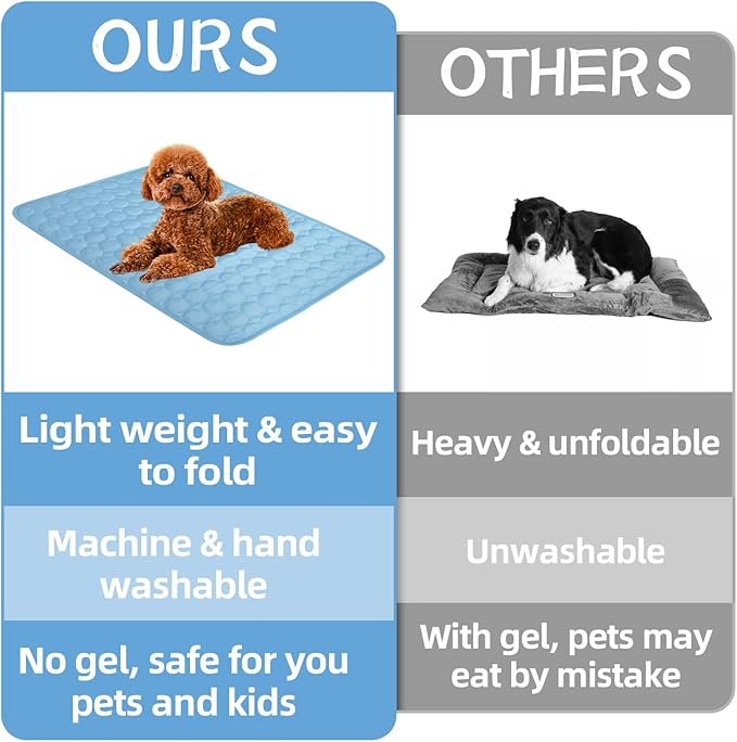 Dog Cooling Mat,2025 Upgrade Pet Cooling Mat for Dogs Cats,Summer Ice Silk Cool Mats & Sleeping Pad for Indoor or Outdoor,Perfect as Blanket for Kennel Sofa Bed Floor Car (Grey, Small, 19.6"x15.7")