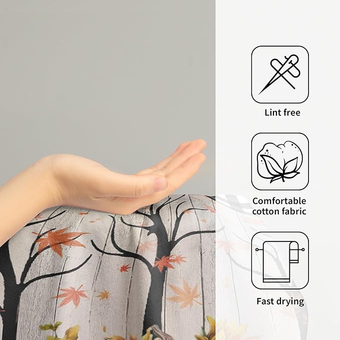 Giwawa Autumn Pumpkin Hand Towels Buffalo Check Bathroom Towel Set of 2 Kitchen Dish Towel Soft Small Bath Guest Towel for Hotel Spa Gym Sport