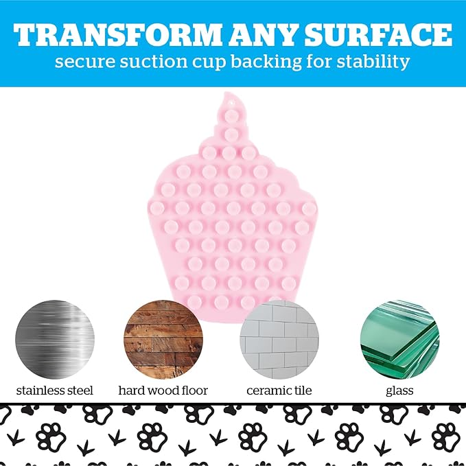 Cupcake Lick Mat for Pets, Silicone Non Slip Dog and Cat Licking Pad for Anxiety Relief, Slow Feeding Enrichment Tool for Puppies Kittens Adult Pets During Grooming Bathing Crate Training