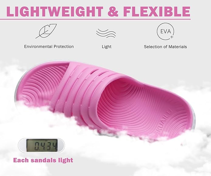 KuaiLu Womens Recovery Sandals With Comfortable Plantar Fasciitis Support,Ladies Orthotic Open Toe Sport Slides Thick Cushion Reduces Stress on Feet,Joints & Back Post-Exercise