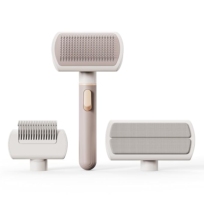 VOOCOO Self Cleaning Slicker Brush, A Complete Grooming Tool, Deshedding Undercoat and Hair Removal for Dogs and Cats, Safe and Gentle on Pets Skin, Easy Pet Hair Removal.
