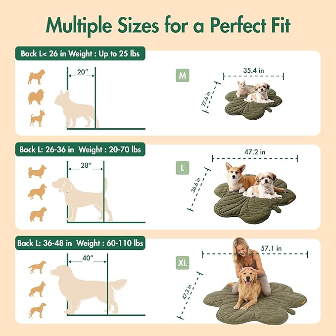 Extra Large Dog Heating Pad Waterproof Electric Heated Pet Beds for Indoor Outdoor, Adjustable Temperature,Washable Green Clover Shaped Cat Heating Pad Non Slip Bottom(57"X47")