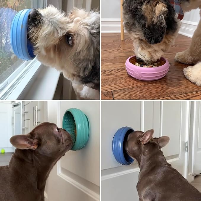 Dog Lick Bowl, Animire Freeze Lick Mat for Dogs, Non-Slip Slow Feeder Licking Bowl Enrichment Treat for Distraction Anxiety Relief, Food Grade Silicone, Dishwasher Safe(Dark Blue,L)