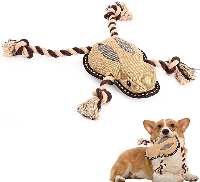 Tough Durable Squeaky Dog Toys for chewers Interactive to Keep Them Busy, Funny Tug of War Dogs Toy for Small Medium Large Cute Birthday Gift (New Frog)