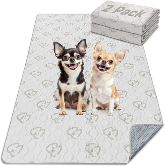 FXW Washable Pee Pads for Dogs, Puppy Pads with Super Absorbent, Specifically Designed for Potty Training, 70" × 30" Rectangle, Khaki, 2 Packs