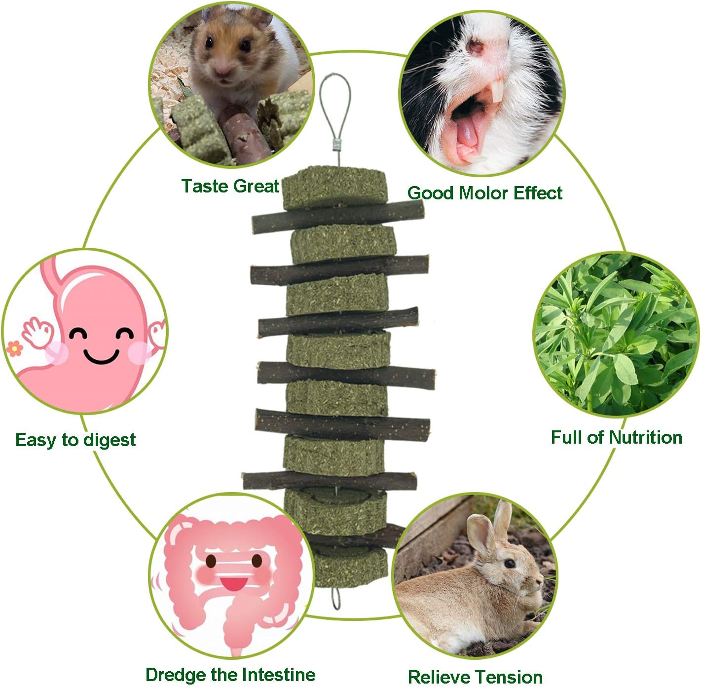Generic Rabbit Bunny Treat Hamster Chew Toys Grass Cakes Heart Shaped Chew Toys Pets Treats for Bunny Rabbits Hamster Chinchilla Guinea Pigs 2Pcs