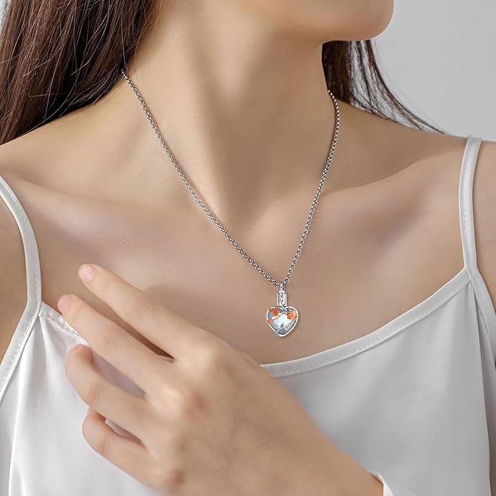 EUDORA Sterling Silver Urn Necklace for Ashes for Women Men, Ash Pendant for Human Cat Dog Ashes, Necklace for Ashes of Loved One Dad Mom Papa Pet Cremation Souvenir Jewelry for Funeral, 20inch