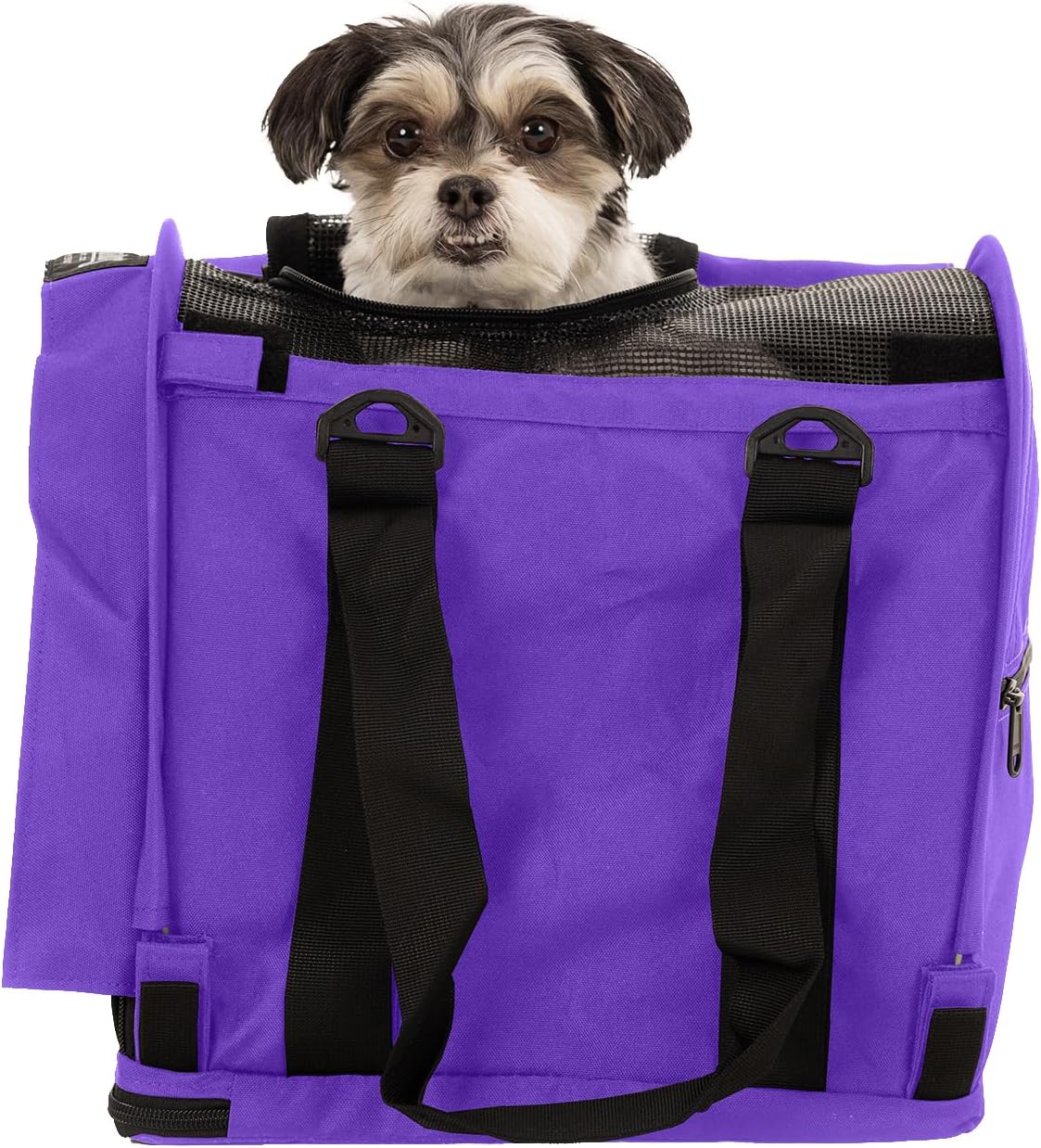 SturdiBag Pro 2.0 Pet Travel Carrier for Cats and Dogs | Soft Sided Pet Carrier Bag with Safety Clips and Seatbelt Straps for Airplane or Car Travel | Cube, Lavender
