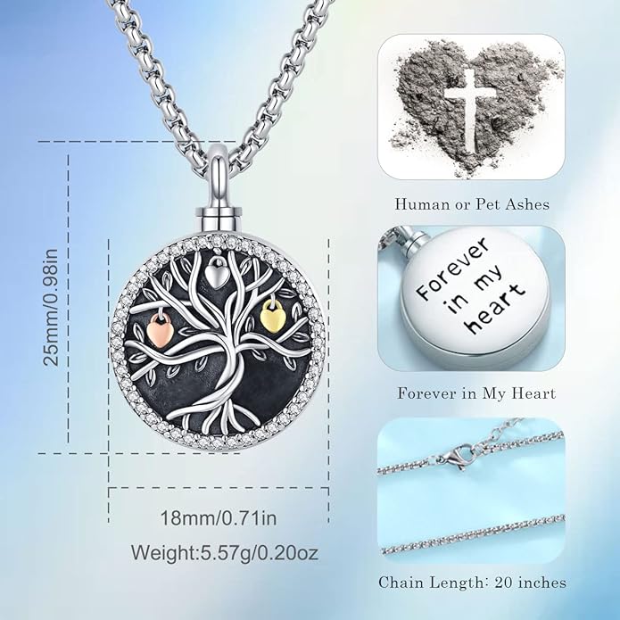 EUDORA Sterling Silver Urn Necklace for Ashes for Women Men, Ash Pendant for Human Cat Dog Ashes, Necklace for Ashes of Loved One Dad Mom Papa Pet Cremation Souvenir Jewelry for Funeral, 20inch