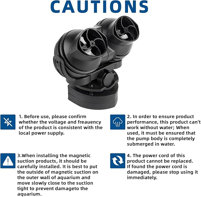 FREESEA Wave Maker for Aquarium Powerhead: 1600 GPH Circulation Pump - 360° Adjustable Power Head Wavemaker with Magnetic Suction for 75 Gallon - 125 Gallon Fish Tank | Saltwater | Freshwater