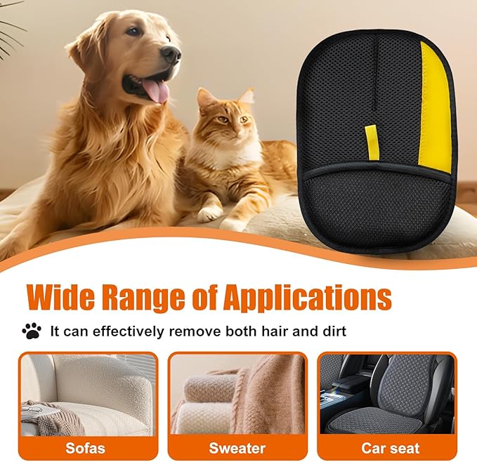 Electrostatic Gloves for Pet Hair Removal: Upgraded 2 PCS Animal Fur Removal Tool for Dogs & Cats Efficient Reusable Pet Hair Remover for Couch Carpet Car Seat Clothing Versatile Quick Clean