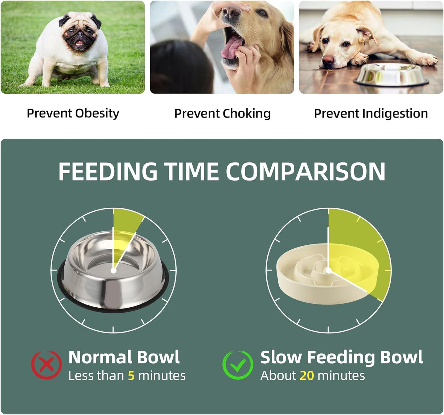 Ceramic Raised Slow Feeder Dog Bowl Set, Elevated 8.2inch Bowl and 9.5inch Puzzle Slow Food Dish with Wooden Stand for Large Dog, Anti-Gulping (2X Beige+ Stand)