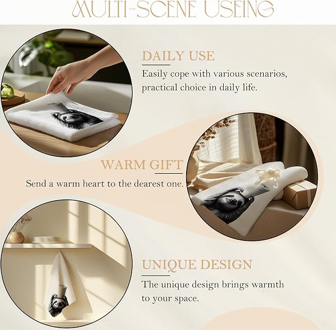 Funny Toilet Newspaper Sloth Bathroom Hand Towels, Gifts for Sloth Lovers Hand Towels for Bathroom Washroom Restroom Decor, 16x24 Inch Set of 2