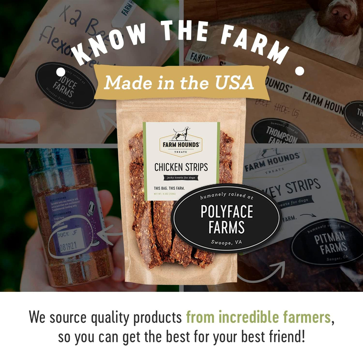 Farm Hounds - Chicken Strips - Premium Natural Jerky for Dogs - Made from 100% Humanely Raised Chicken - Break-to-Size - Great for Training & Treats - No Added Fillers - Made in USA - 4.5 oz - 1 Pack