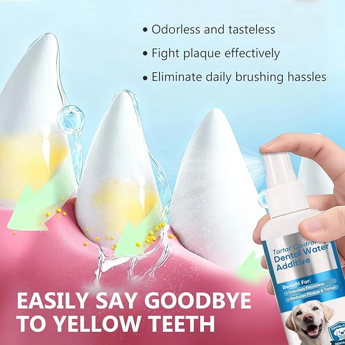 ITECFREELY Dental Plus, Advanced Dental Water Additive, Odorless & Flavorless Formula to Fight Tartar & Plaque, Promote Healthy Gums and Freshen Breath, Easy Daily Use for Dogs & Cats