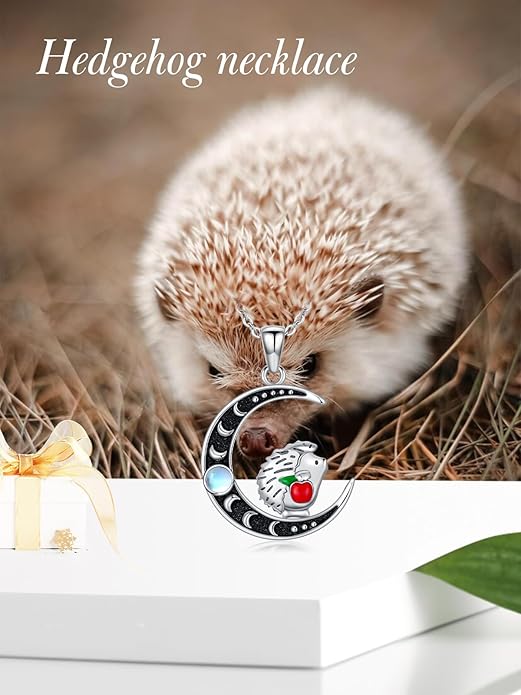 Fox/Cat/Axolotl/Sloth/Panda Necklace Crescent Moon Necklace 925 Sterling Silver Cute Animal Jewelry as Birthday Mothers Day Gifts for Women