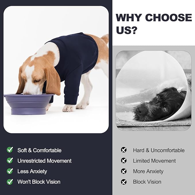 IDOMIK Dog Recovery Suit, Dog Surgery Recovery Suit Front Legs, Comfy Joint Leg Sleeves After Surgery, Elbow Braces Protector for Leg Injuries & Joint Pain, Cone Collar Alternatives,Navy,2XL