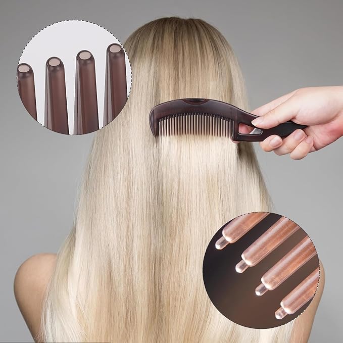 Dandruff Comb, Hollow Tooth Button Comb, Detoxing Comb Energy Massage Comb, Scalp Psoriasis Comb Dandruff Removal Comb, Lice Comb Multifunctional Hairbrush (Brown+Red)