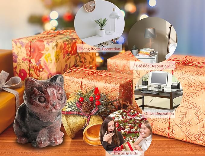 DUQGUHO Red Garnet Cat Gifts Decor Cat Crystals Figurines Gifts for Women Lucky Cute Cat Statue Room Desk Decor for Women Men 1PC