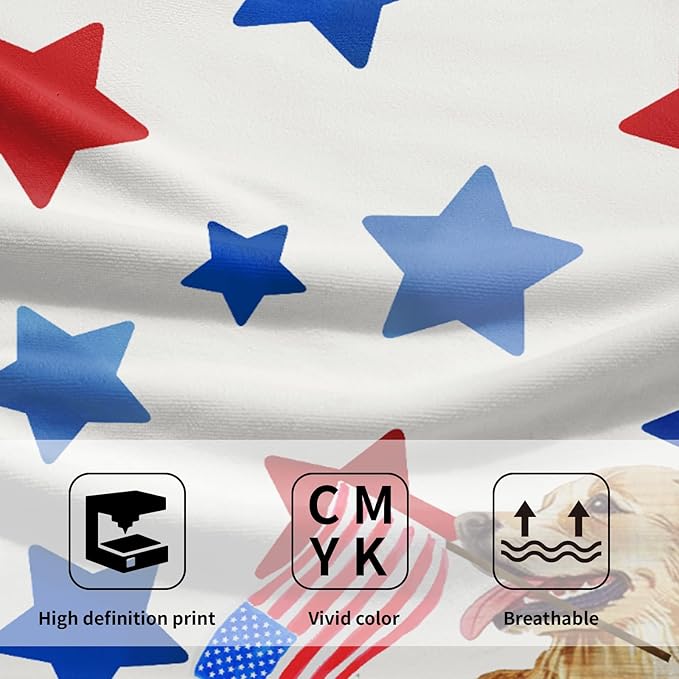 Giwawa Patriotic Dog Wood Hand Towels Set of 2 American Flag Kitchen Dish Towel 4th of July Absorbent Bath Face Towels for Home Hotel Bathroom