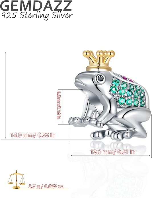 GEMDAZZ Animal Theme Charms in 925 Sterling Silver, Cute 3D Polar Bear, Frog, Cicada, Ladybug, Bee, Dragonfly Beads fit European Women Bracelet, Gift for Birthday/Christmas/Friends/Mom/Lover