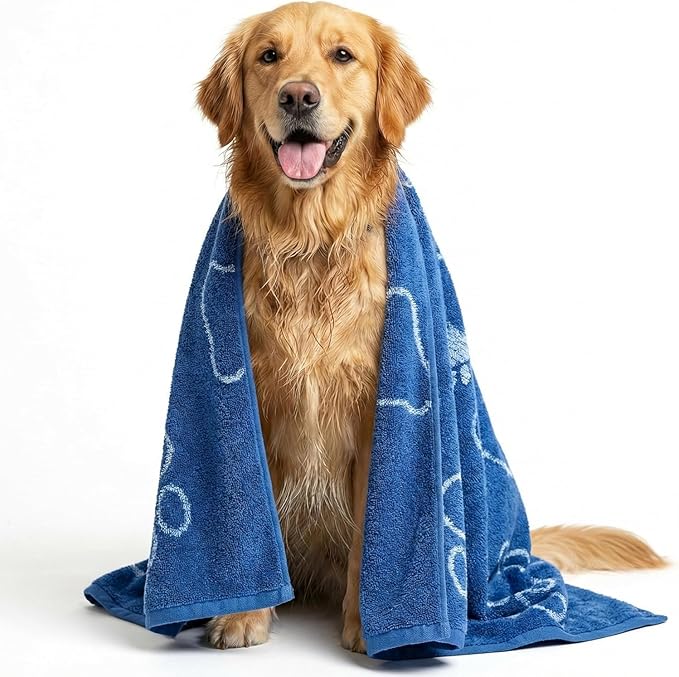 Delilah Home Drytek Dog Towel, Faster Drying, Ultra Absorbent & Odor-Resistant Dog Drying Towel Made from Recycled Bottles, Bath, Beach & Travel Towel (Blue) Large 30x54