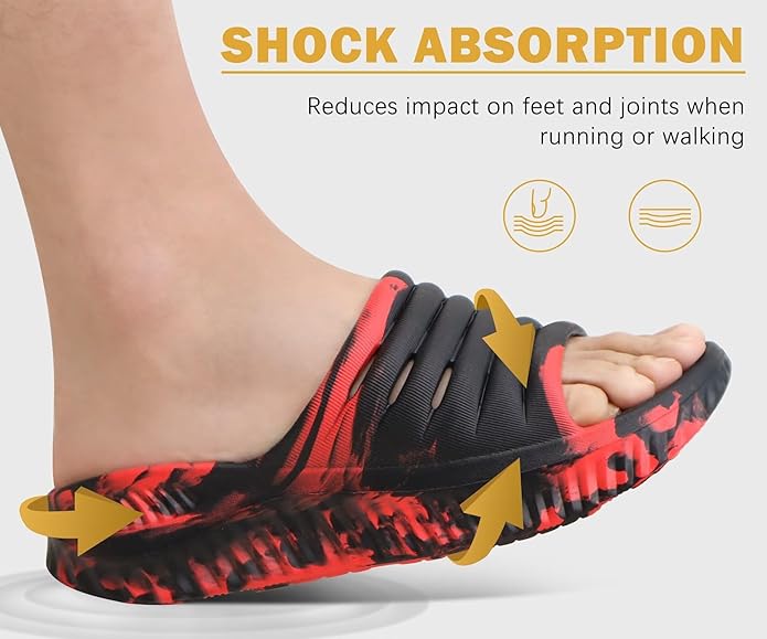 KuaiLu Womens Recovery Sandals With Comfortable Plantar Fasciitis Support,Ladies Orthotic Open Toe Sport Slides Thick Cushion Reduces Stress on Feet,Joints & Back Post-Exercise