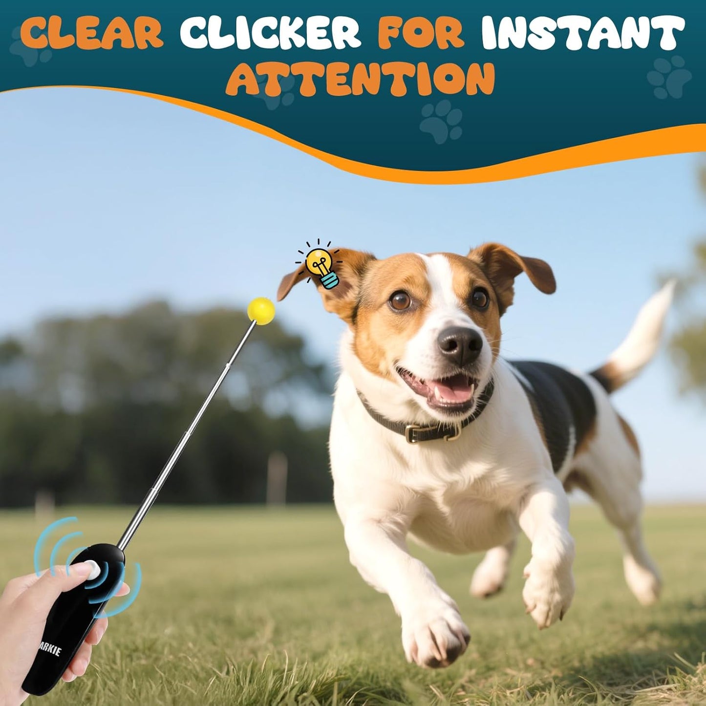 Dog Training Clicker with Target Stick – Portable & Retractable Trainer with Comfortable Handle and Bright Target Ball – Dog Agility Training Aids, Essential Tools & Equipment for Puppies, Cats & Pets
