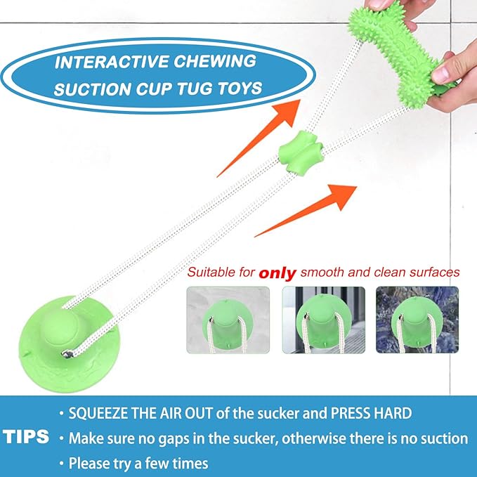 Dog Chew Suction Cup Tug of War Toy, Interactive Dog Toy, Puppy Teething Toys, Chew Toy(Green)